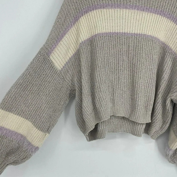 MM by Michelle Sweater Women's Sz L Light Brown Knit Cowl Neck Bishop Pullover - Picture 8 of 8